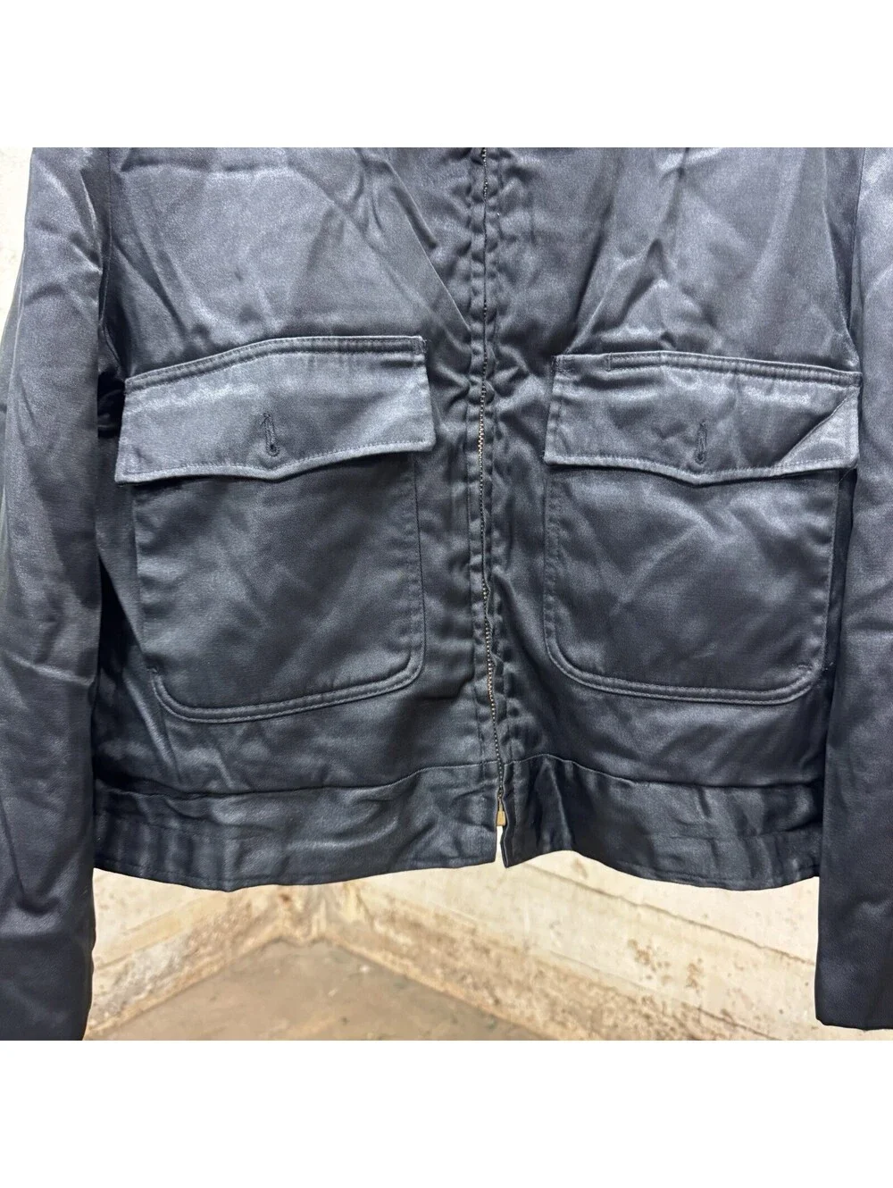 VTG 60s Black Nylon Insulated Utility Work Jacket USA Sz 42